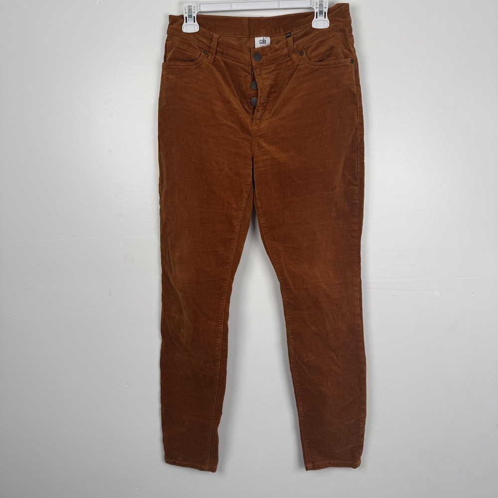 Cabi Pants Womens 10 (31x29) Brown Corduroy Slim Straight Button Fly Stretch